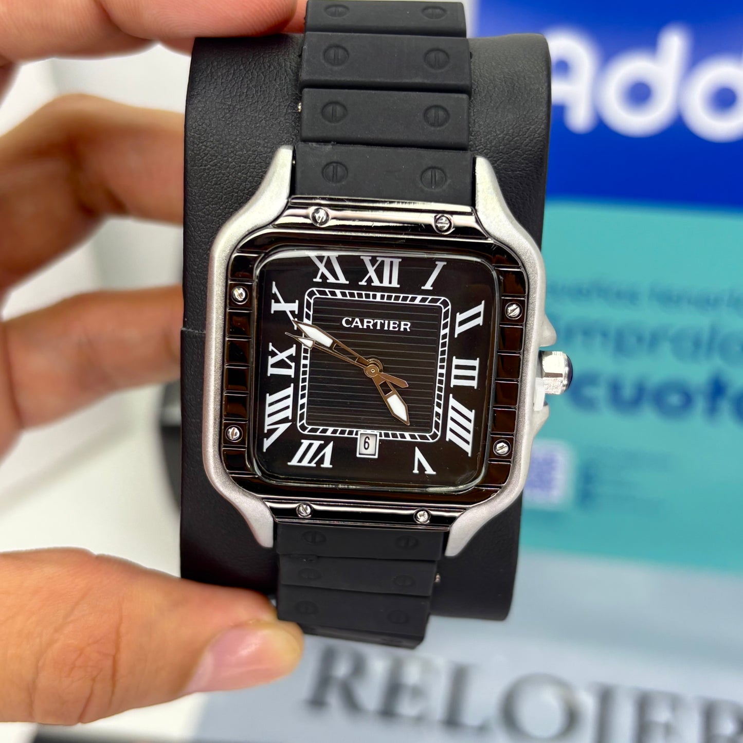 CARTIER DO´SANTOS GOMA PARA HOMBRE REF-NPN