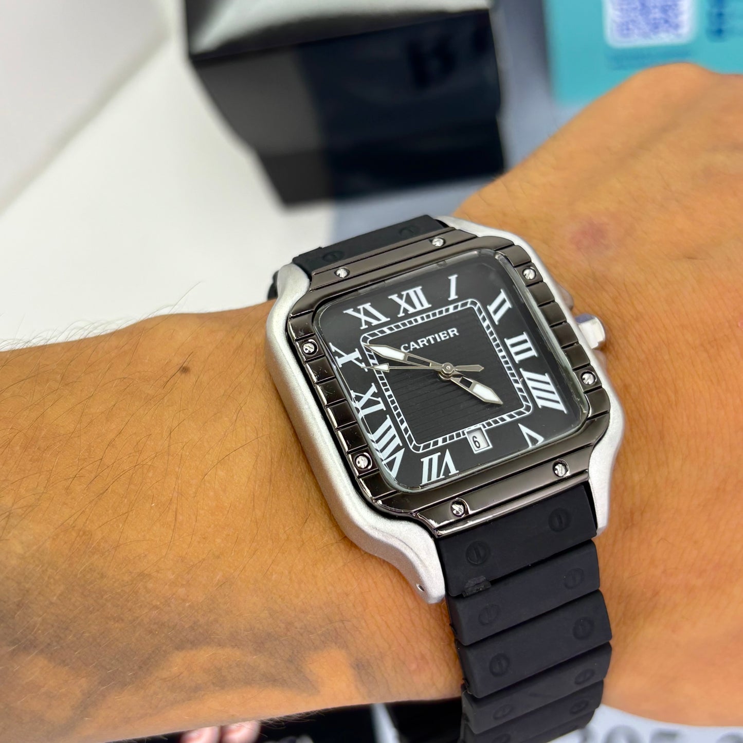 CARTIER DO´SANTOS GOMA PARA HOMBRE REF-NPN