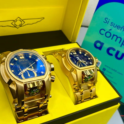 PAREJA  INVICTA BOLT ZEUS ACERO HOMBRE Y DAMA REF-DA