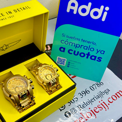 PAREJA  INVICTA BOLT ZEUS ACERO HOMBRE Y DAMA REF-DD