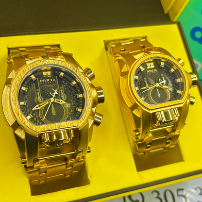 PAREJA  INVICTA BOLT ZEUS ACERO HOMBRE Y DAMAREF-DN