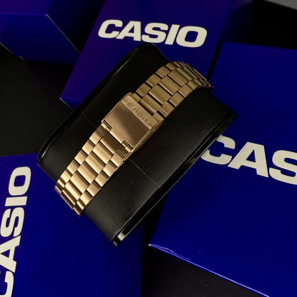 CASIO UNISEX RETRO VINTAGE F-91 ANALOGO-ORO ROSA