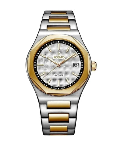 Reloj Kosmo 609-7 – Acero Bicolor Silver & Gold, Esfera Blanca, Cristal Zafiro