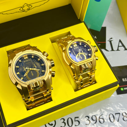 PAREJA  INVICTA BOLT ZEUS ACERO HOMBRE Y DAMA REF-DA