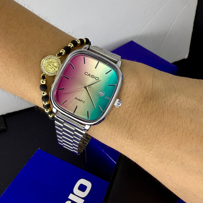 CASIO UNISEX RETRO TORNASOL ANALOGO-PLATEADO