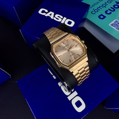 CASIO UNISEX RETRO VINTAGE F-91 ANALOGO-ORO ROSA