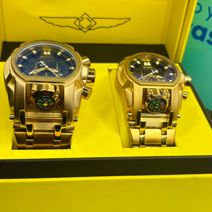 PAREJA  INVICTA BOLT ZEUS ACERO HOMBRE Y DAMA REF-DA