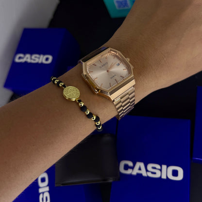 CASIO UNISEX RETRO VINTAGE F-91 ANALOGO-ORO ROSA