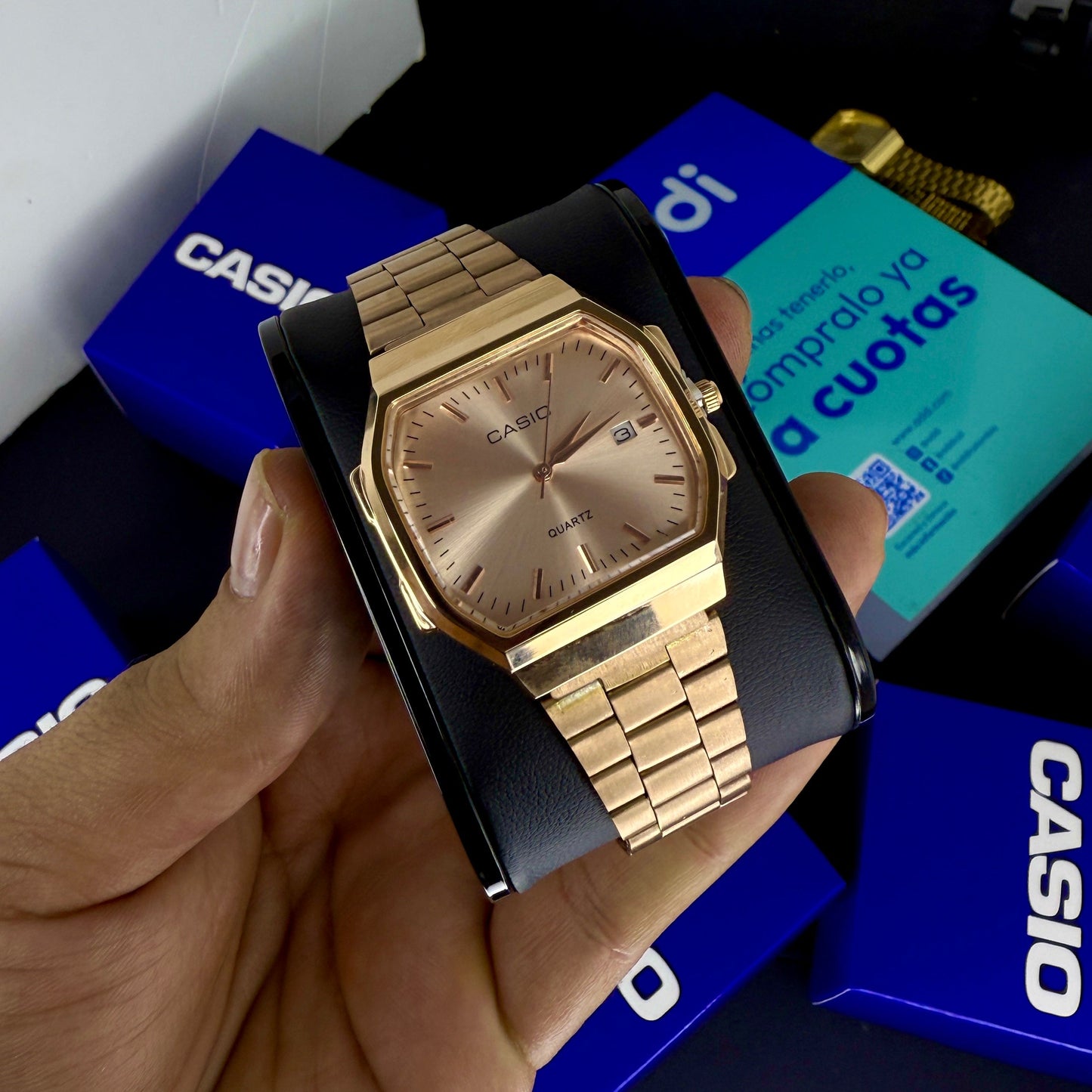 CASIO UNISEX RETRO VINTAGE F-91 ANALOGO-ORO ROSA