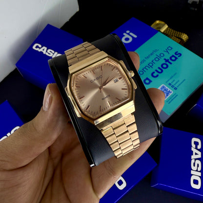 CASIO UNISEX RETRO VINTAGE F-91 ANALOGO-ORO ROSA