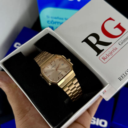 CASIO UNISEX RETRO VINTAGE F-91 ANALOGO-ORO ROSA