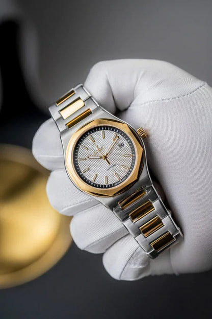 Reloj Kosmo 609-7 – Acero Bicolor Silver & Gold, Esfera Blanca, Cristal Zafiro