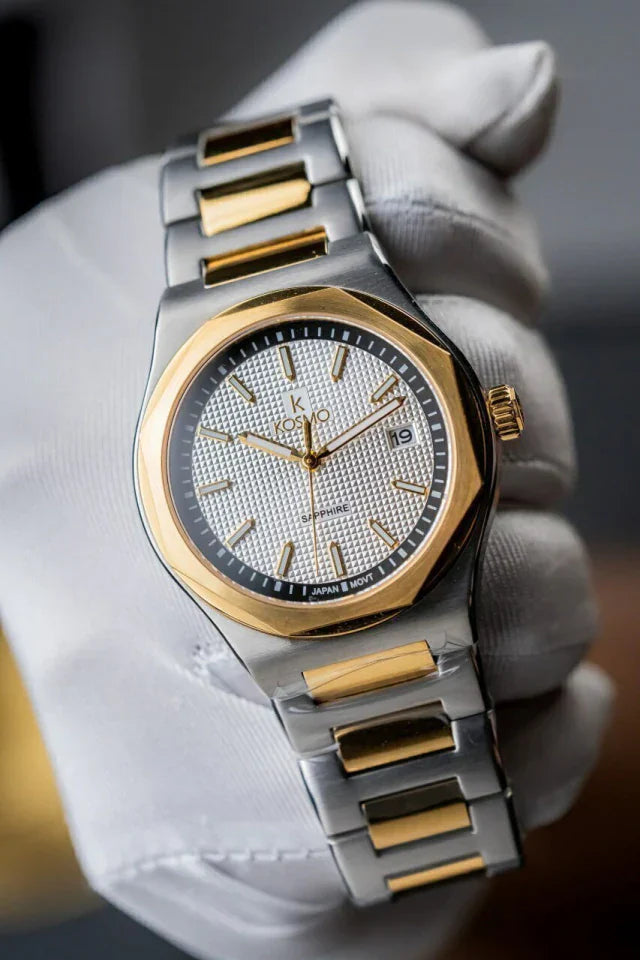 Reloj Kosmo 609-7 – Acero Bicolor Silver & Gold, Esfera Blanca, Cristal Zafiro