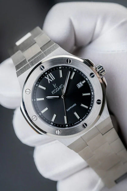 RELOJ KOSMO 501-7 – Acero 316L, Cristal de Zafiro, Esfera Negra , 5ATM