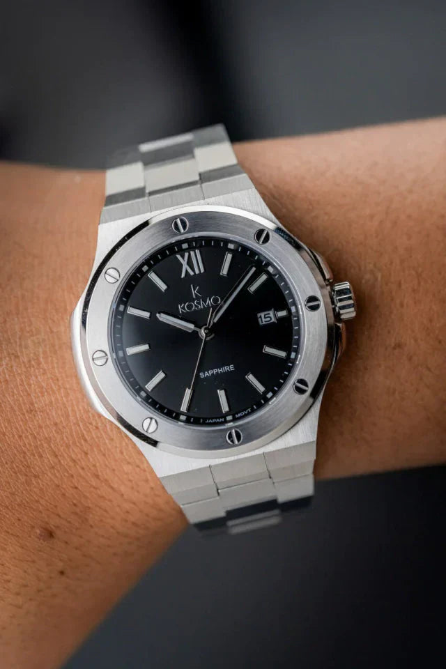 RELOJ KOSMO 501-7 – Acero 316L, Cristal de Zafiro, Esfera Negra , 5ATM