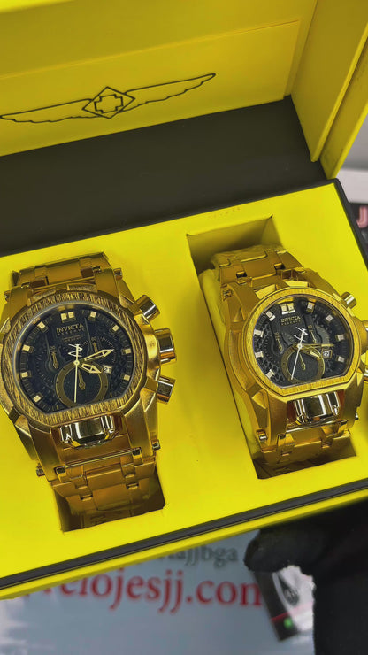 PAREJA  INVICTA BOLT ZEUS ACERO HOMBRE Y DAMAREF-DN