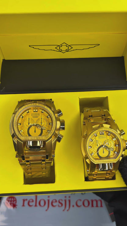 PAREJA  INVICTA BOLT ZEUS ACERO HOMBRE Y DAMA REF-DD